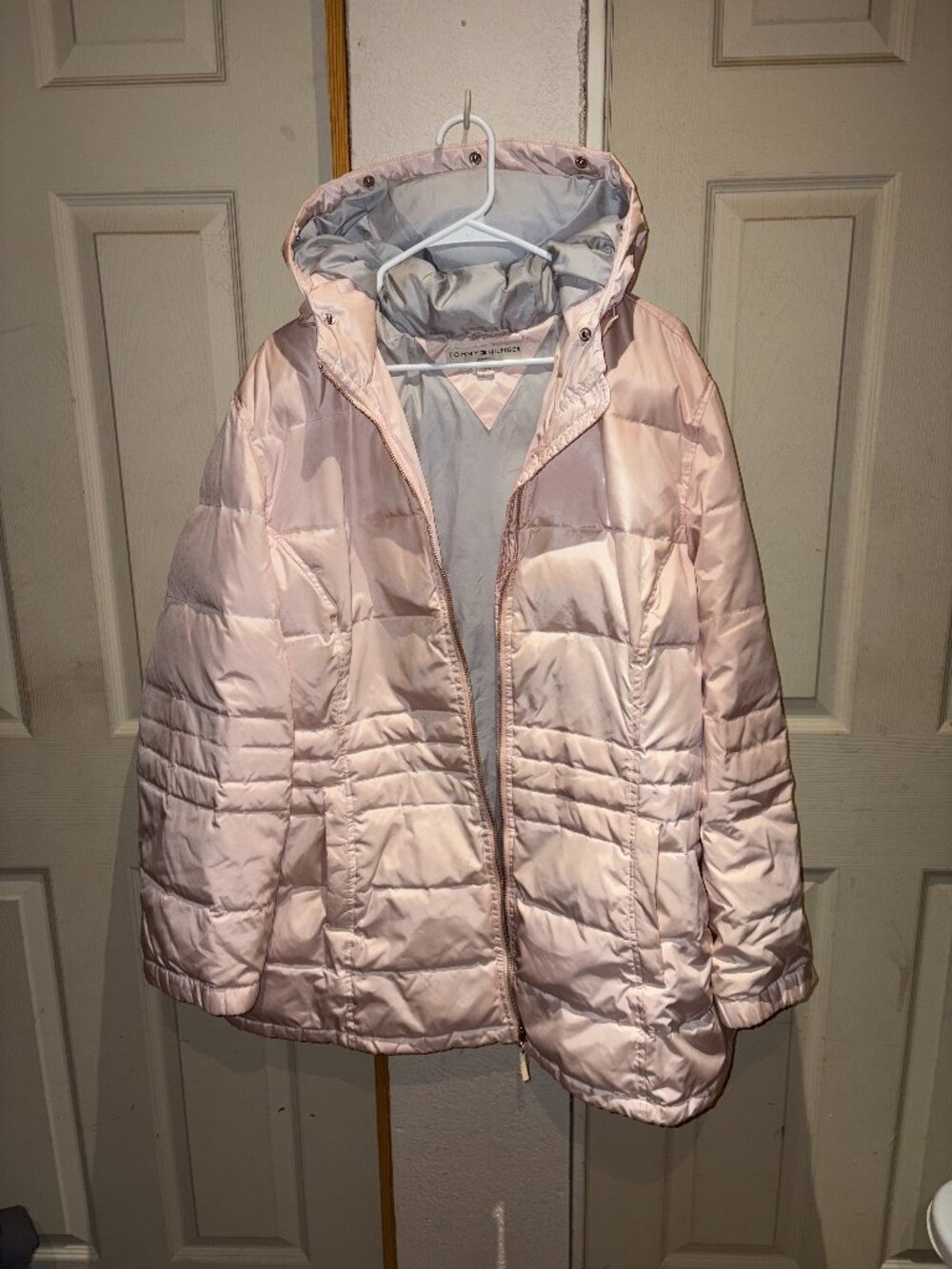 Tommy Hilfiger Pink Down Puffer Jacket Coat Hooded 3X